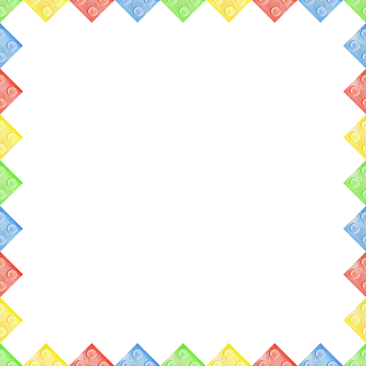 Watercolor frame with colorful building bricks