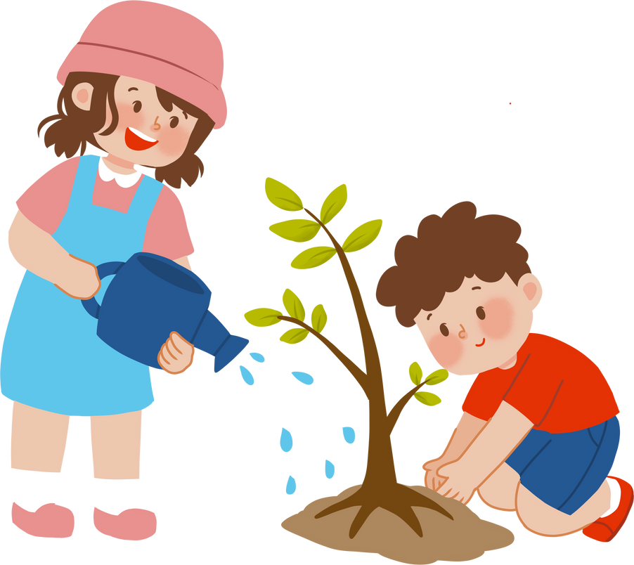 Children planting tree illustration