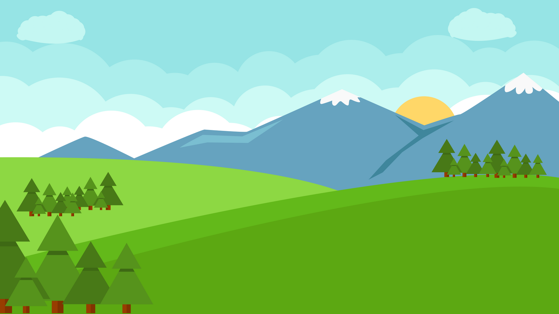 Beautiful Landscape Background (Meadow, Mountain ans Sunshine)