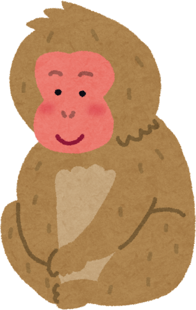 Illustration of a Cute Japanese Macaque with Red Face